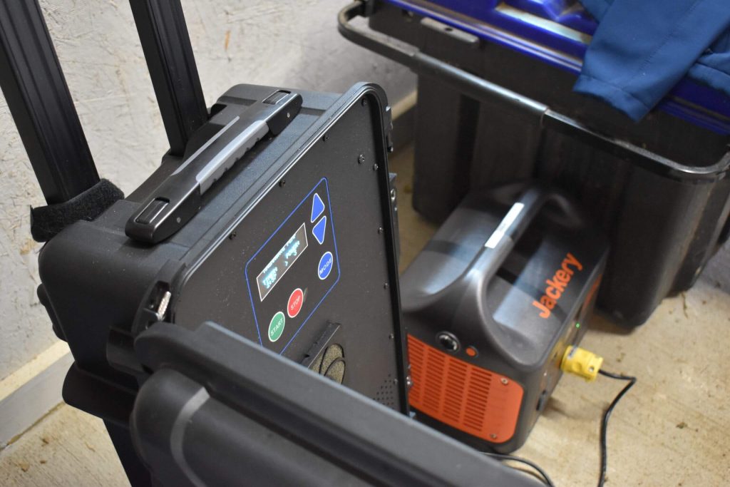 A MagnaWavePEMF machine Julian hooked up to a Jackery Power Generator